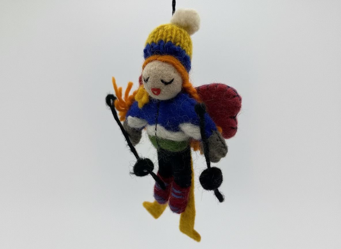 wool ornament of a female skier